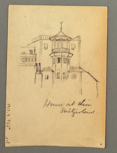 Tekening, Toren van het kasteel, Sion, mogelijk 1868 door Frederic Edwin Church