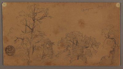Tekening, Boomtoppen, Niagara, 27 augustus 1856 door Frederic Edwin Church