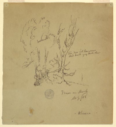 Tekening, Bomen Obersee in de Beierse of zuidelijke Alpen, september 1868 door Frederic Edwin Church