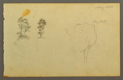 Tekening, bomen, koe, 1844 door Frederic Edwin Church