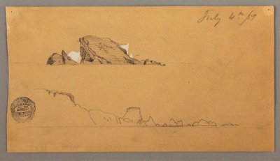 Tekening, Twee ijsbergen, 4 juli 1859 door Frederic Edwin Church