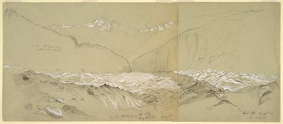 Tekening, Bovenste Aletschgletsjer met de Grote Fusshorn, 1868 door Frederic Edwin Church