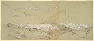 Tekening, Bovenste Aletschgletsjer met de Grote Fusshorn, 1868 door Frederic Edwin Church