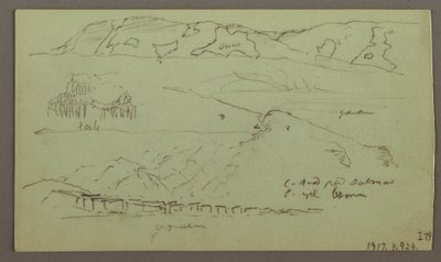 Tekening, Vallei, april mogelijk 1868 door Frederic Edwin Church