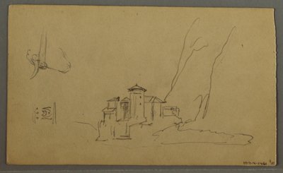 Tekening, Dal, Kerk, St. Gilgen Oostenrijk, mogelijk 1868 door Frederic Edwin Church