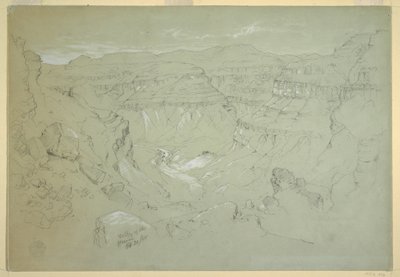 Tekening, Vallei van El Yemen, 20 februari 1868 door Frederic Edwin Church