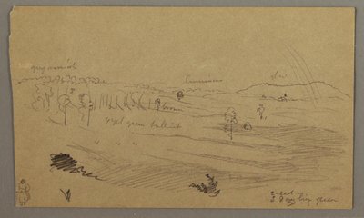 Tekening, Vallei, regenboog, mogelijk 1865-66 door Frederic Edwin Church