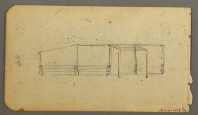 Tekening, Verso: schema van hut, mogelijk 1878 door Frederic Edwin Church