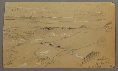 Tekening, Uitzicht over Wady el-Arabah, 20 februari 1868 door Frederic Edwin Church