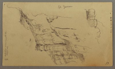 Tekening, Uitzicht over Wady el-Arabah, 20 februari, mogelijk 1868 door Frederic Edwin Church