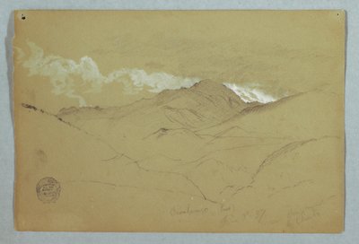Tekening, Uitzicht vanuit het oosten op de berg Chimborazo, Ecuador, 3 juni 1857 door Frederic Edwin Church