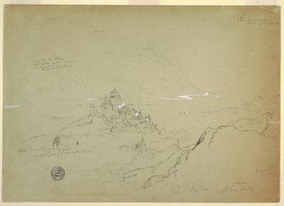 Tekening, Gezicht op Sien in het Rhônedal, augustus 1868 door Frederic Edwin Church
