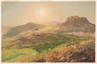 Tekening, Gezicht op de Akropolis, Athene, april 1869 door Frederic Edwin Church