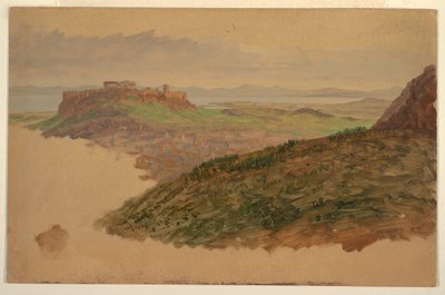 Tekening, Uitzicht op de Akropolis vanaf de berg Lycabettus, Athene, april 1869 door Frederic Edwin Church