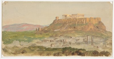 Tekening, Gezicht op de Akropolis vanuit het zuiden, Athene, april 1869 door Frederic Edwin Church