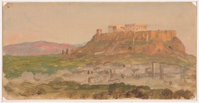 Tekening, Gezicht op de Akropolis vanuit het zuiden, Athene, april 1869 door Frederic Edwin Church