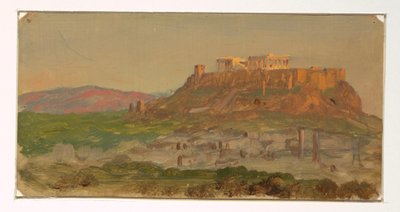 Tekening, Gezicht op de Akropolis vanuit het zuiden, Athene, april 1869 door Frederic Edwin Church