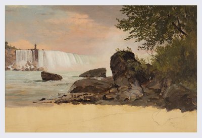Tekening, Uitzicht op de Canadese watervallen en Goat Island, september of oktober 1856 door Frederic Edwin Church