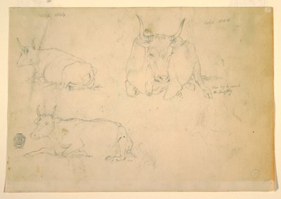 Tekening, Gezicht op hurkend vee, september 1844 door Frederic Edwin Church