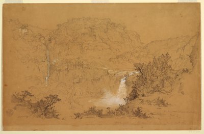 Tekening, Watervallen bij de Hacienda, Chillo, Ecuador, 26 juni 1857 door Frederic Edwin Church