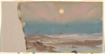 Tekening, Winterlandschap met volle maan, 1870-80 door Frederic Edwin Church
