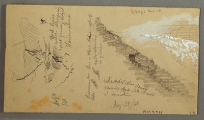 Tekening, Vrouwen wassen bij een trog, Bergen, 28 augustus 1868 door Frederic Edwin Church