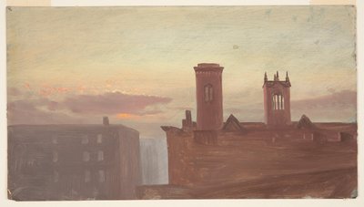 Daken bij zonsopgang, 10th Street, New York, NY door Frederic Edwin Church