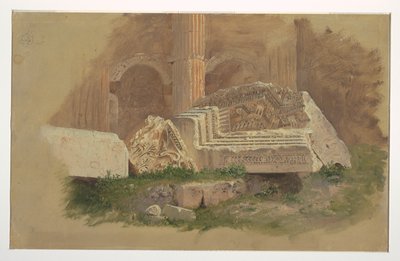 Interieur van de Tempel van Bacchus, Baalbek door Frederic Edwin Church