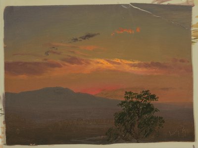 Landschap bij Zonsondergang, Hudson, N.Y. door Frederic Edwin Church