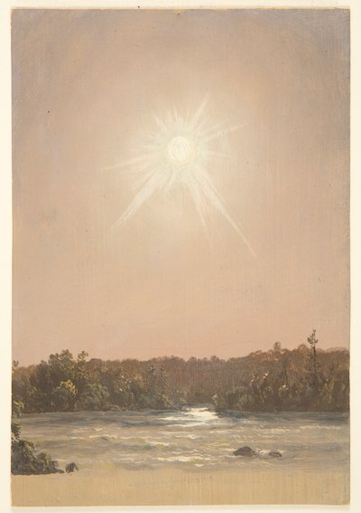 Laatmiddagzon boven een stroom door Frederic Edwin Church