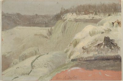 Niagara Watervallen in de Sneeuw, gezien vanaf Goat Island door Frederic Edwin Church
