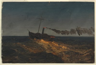 Raderboot bij schemering door Frederic Edwin Church