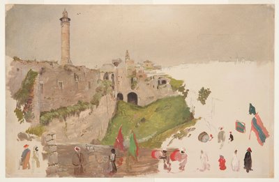 Parade die de stad Jaffa binnenkomt door Frederic Edwin Church