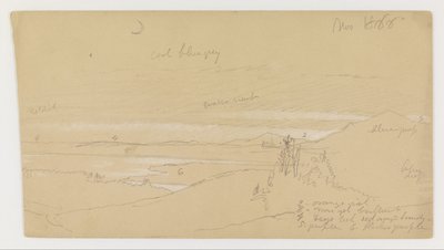 Rivier door bergdal met hemel en halve maan door Frederic Edwin Church