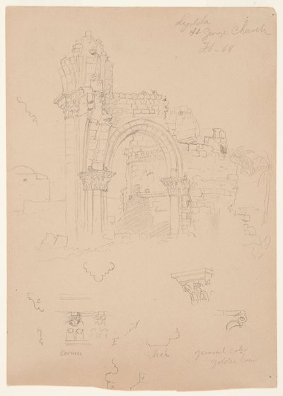 Ruïnes van de St. George-kerk, Lydda (hedendaags Lod) door Frederic Edwin Church