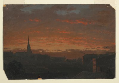 Zonsondergang bij Hudson, New York door Frederic Edwin Church