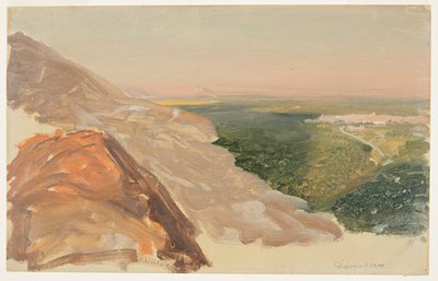 Uitzicht op een vlakte met Damascus, Syrië, vanaf de bergen door Frederic Edwin Church