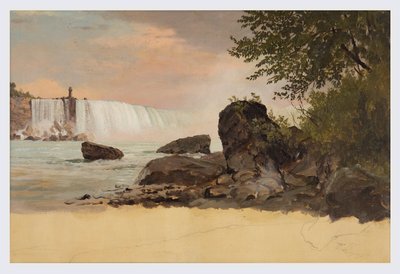 Uitzicht op de Canadese Watervallen en Goat Island door Frederic Edwin Church