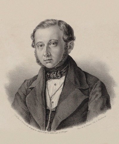 Portret van de violist en componist Thomas Täglichsbeck door Frederic Emile Simon