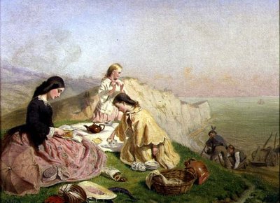De picknick op een klif door Frederic James Shields