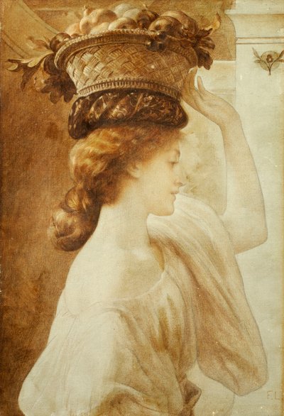 Eucharis: Een meisje met een mand fruit door Frederic Leighton