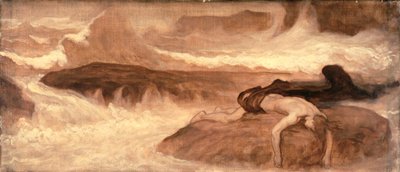 De Dood van Leander, predella paneel van De Laatste Wacht van Hero door Frederic Leighton