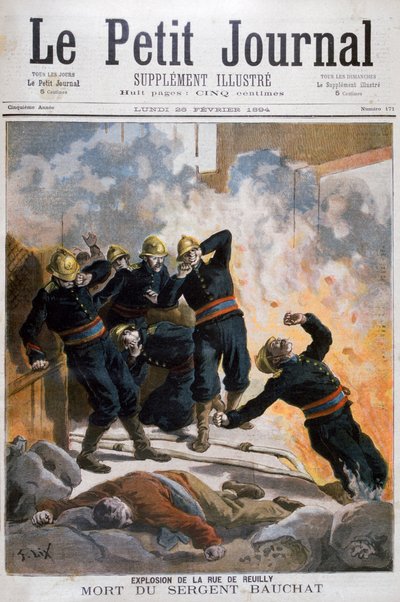 Dood van Sergeant Bauchat, Rue de Reuilly, Parijs, 1894 door Frederic Lix