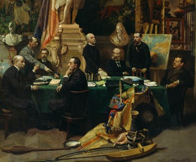 Jules Ferry (1832-1893) verwelkomt afgevaardigden van koloniën in november 1892 door Frederic Regamey