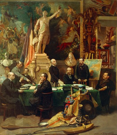 Jules Ferry ontvangt de afgevaardigden van de koloniën in november 1892, schilderij door Frederic Regamey (1849-1925). Frankrijk door Frederic Regamey