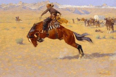Een koude ochtend op de prairie door Frederic Remington
