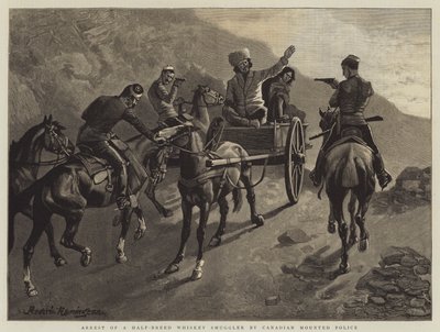 Arrestatie van een Halfbloed Whiskey Smokkelaar door de Canadese Bereden Politie door Frederic Remington