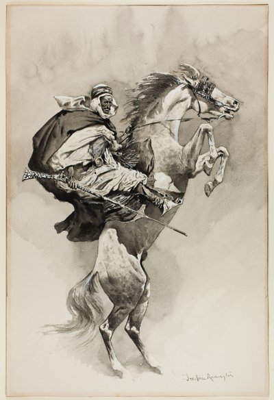"As They Threw their Animals Back upon their Haunches," illustratie voor An Arabian Day and Night, in Harper