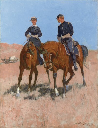 Belle McKeever en Lt. Edgar Wheelock, ca. 1899 door Frederic Remington