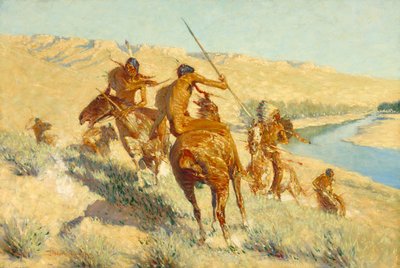 Episode van het buffelgeweer (de verschijning van het buffelgeweer: een buffelepisode) 1909 door Frederic Remington